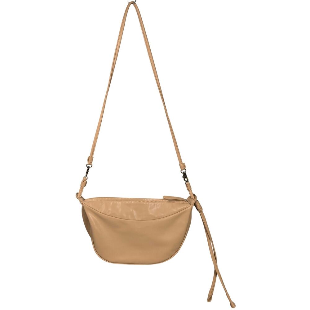 Anthropologie Crescent Shoulder Bag Tan Faux Leather Crossbody Adjustable‎ Strap
